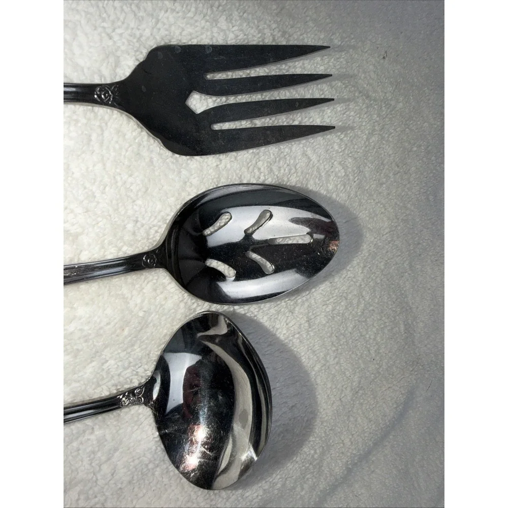 Versailles By MSI Japan Stainless 3 Pc Serving Gravy Ladle Fork & Slotted Spoon